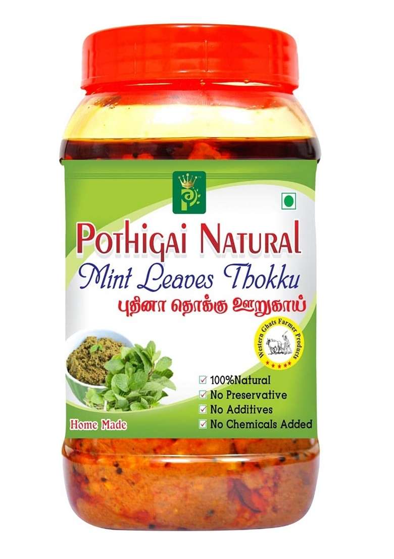 Pothigai Natural Mint Leaves Thokku Pickle 250 G Pure Home Made No Preservatives Chemical Added 100 Pack Of 1 - Indya