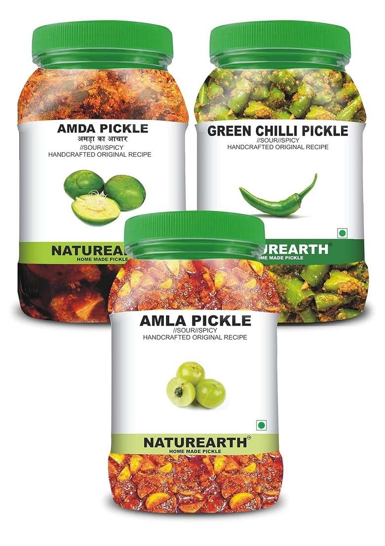 Naturearth 100 Natural Amla Amda Green Chilli Pickle 600 G Primium Quality Achar - Indya