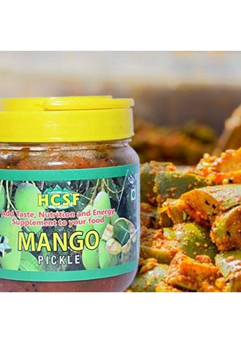 Hcsf Health Care Supplement Foods Mango Pickle| North Indian Style Pickle | Aam Ka Achar Homemade Raw Sweet Dry And Spicy 100 Natural Ingredients No Preservatives Or Chemicals Pack Of 1 500Gm