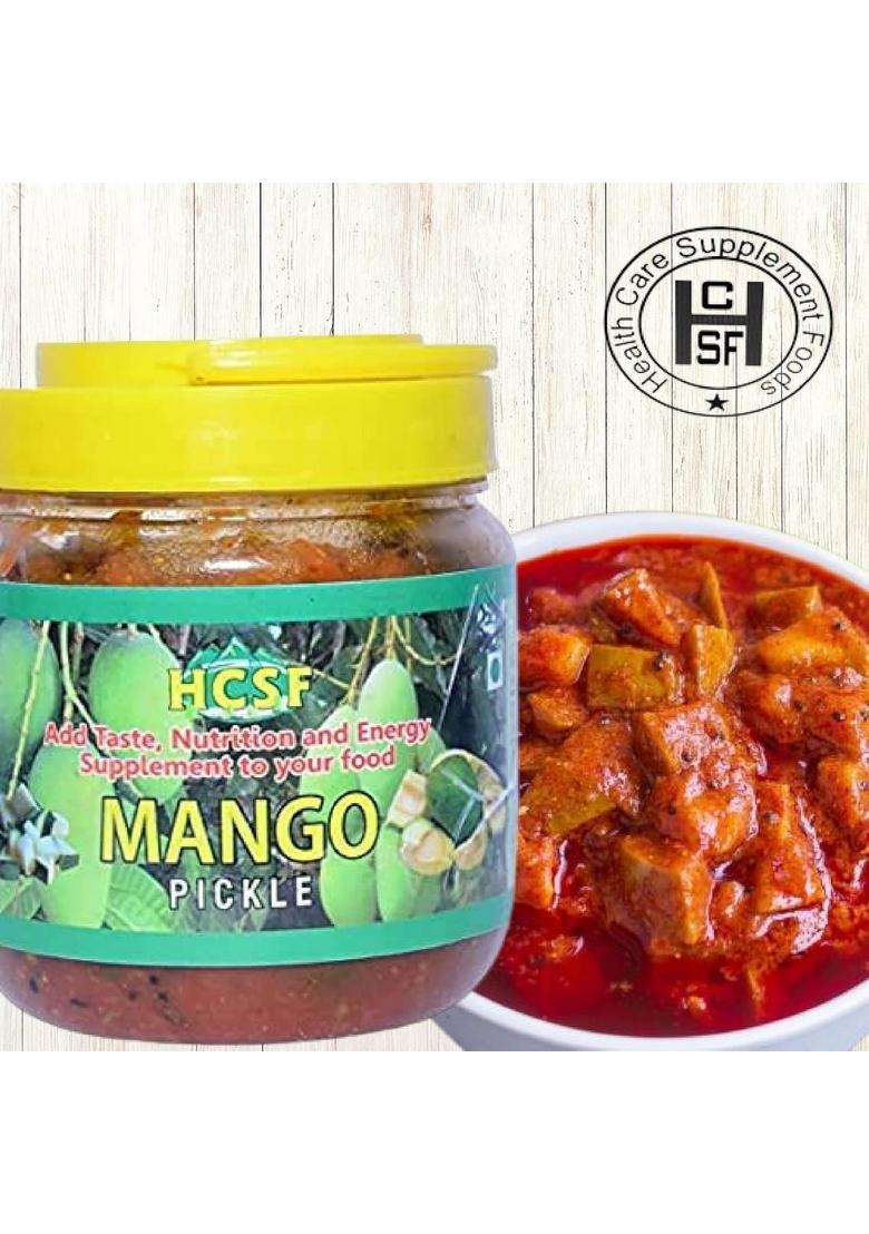 Hcsf Health Care Supplement Foods Mango Pickle| North Indian Style Pickle | Aam Ka Achar Homemade Raw Sweet Dry And Spicy 100 Natural Ingredients No Preservatives Or Chemicals Pack Of 1 500Gm