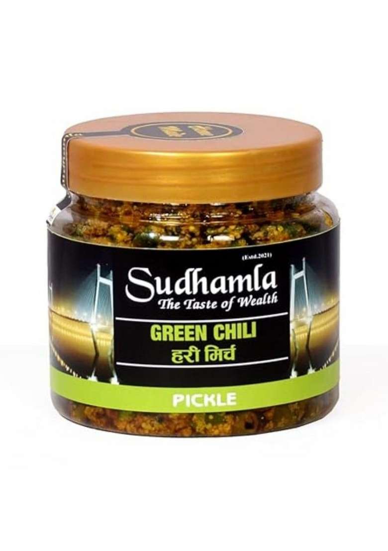 Sudhamla Green Chilli Pickle Ghar Ka Achar With Authentic Rajasthani Taste Homemade Spicy Athana Mirch No Preservatives Hari Aachar 200G - Indya