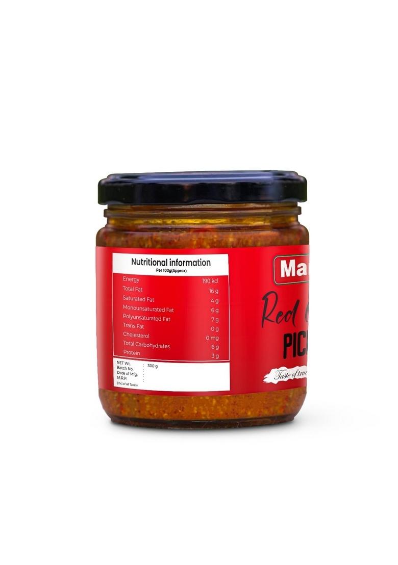 Manju Red Chilli Pickle 300G Traditional Indian Condiment