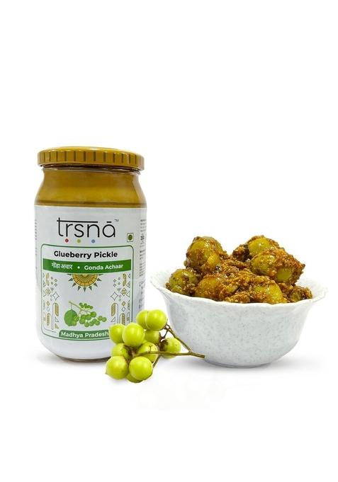 Trsna Glueberry Pickle 400 Grams | Gonda Achaar Traditional Madhya Pradesh Style Sour Tangy Flavour Handmade Indian Premium Gourmet Made In Glass Jar