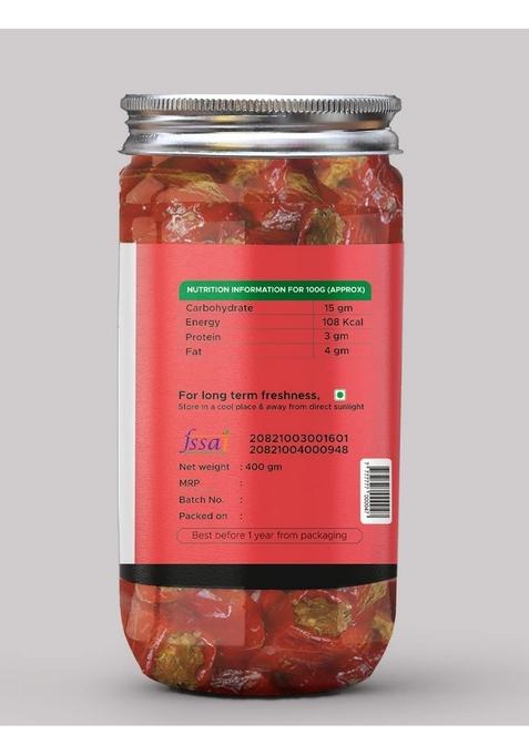 Achari Pickles Banarasi Red Chilli Pickle Homemade Fresh Laalmirch Ka Aachar 400G Organic North Indian | Healthy Traditional Home Made Achaar