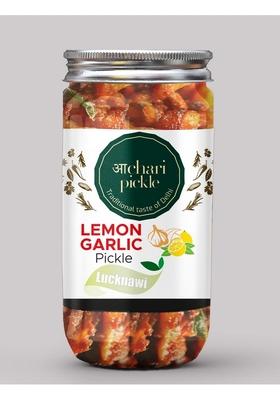 Achari Pickles Lucknawi Lemon Garlic Pickle Homemade Neembu Lehsun Ka Aachar 400G Mother’S Recipe | Organic North Indian Healthy Traditional Home Made Achaar