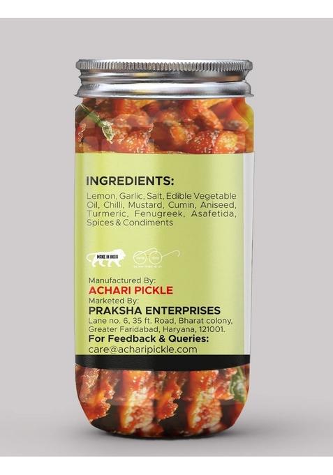 Achari Pickles Lucknawi Lemon Garlic Pickle Homemade Neembu Lehsun Ka Aachar 400G Mother’S Recipe | Organic North Indian Healthy Traditional Home Made Achaar