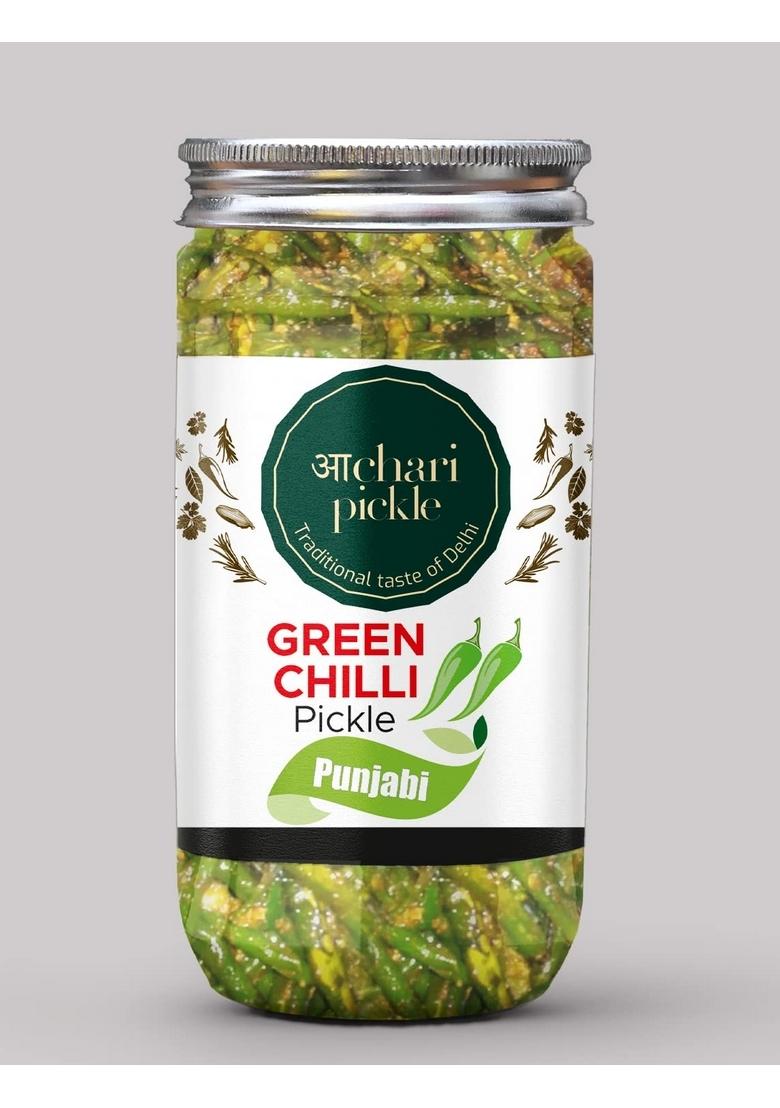 Achari Pickles Punjabi Green Chilli Pickle Homemade Fresh Harimirch Ka Aachar 400G Organic North Indian | Healthy Traditional Home Made Achaar