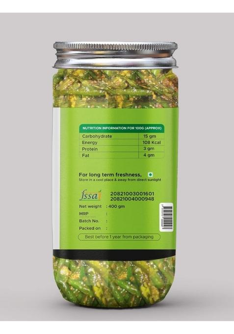Achari Pickles Punjabi Green Chilli Pickle Homemade Fresh Harimirch Ka Aachar 400G Organic North Indian | Healthy Traditional Home Made Achaar
