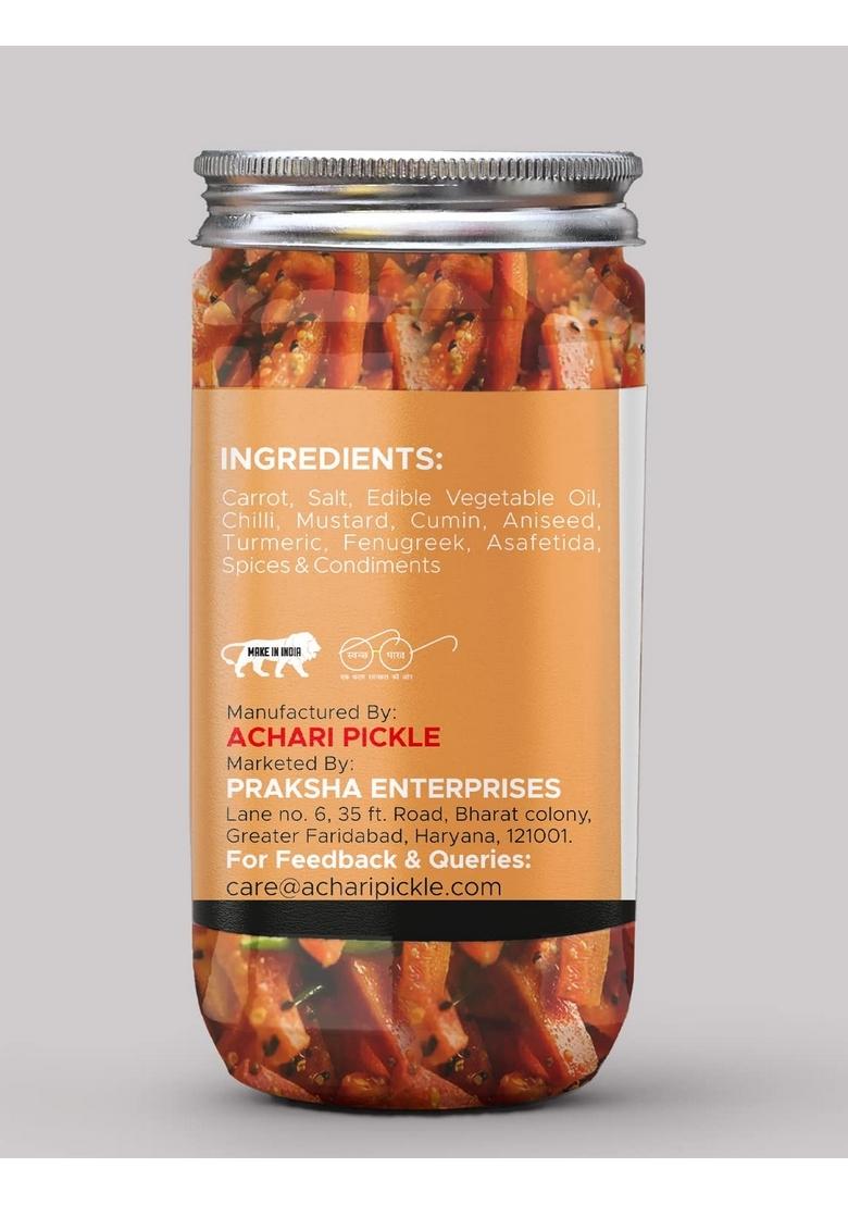 Achari Pickles Punjabii Carrot Pickle Homemade Fresh Gajar Ka Aachar 400G Organic North Indian | Healthy Traditional Home Made Achaar