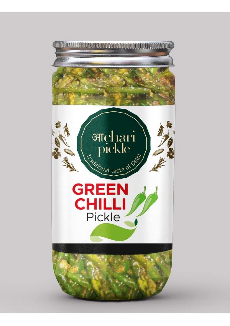 Achari Pickles Green Chilli Pickle Homemade Fresh Harimirch Ka Aachar 400G Organic North Indian | Healthy Traditional Home Made Achaar
