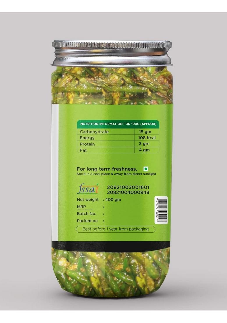 Achari Pickles Green Chilli Pickle Homemade Fresh Harimirch Ka Aachar 400G Organic North Indian | Healthy Traditional Home Made Achaar