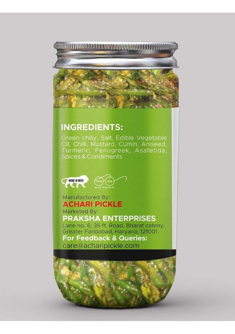 Achari Pickles Green Chilli Pickle Homemade Fresh Harimirch Ka Aachar 400G Organic North Indian | Healthy Traditional Home Made Achaar