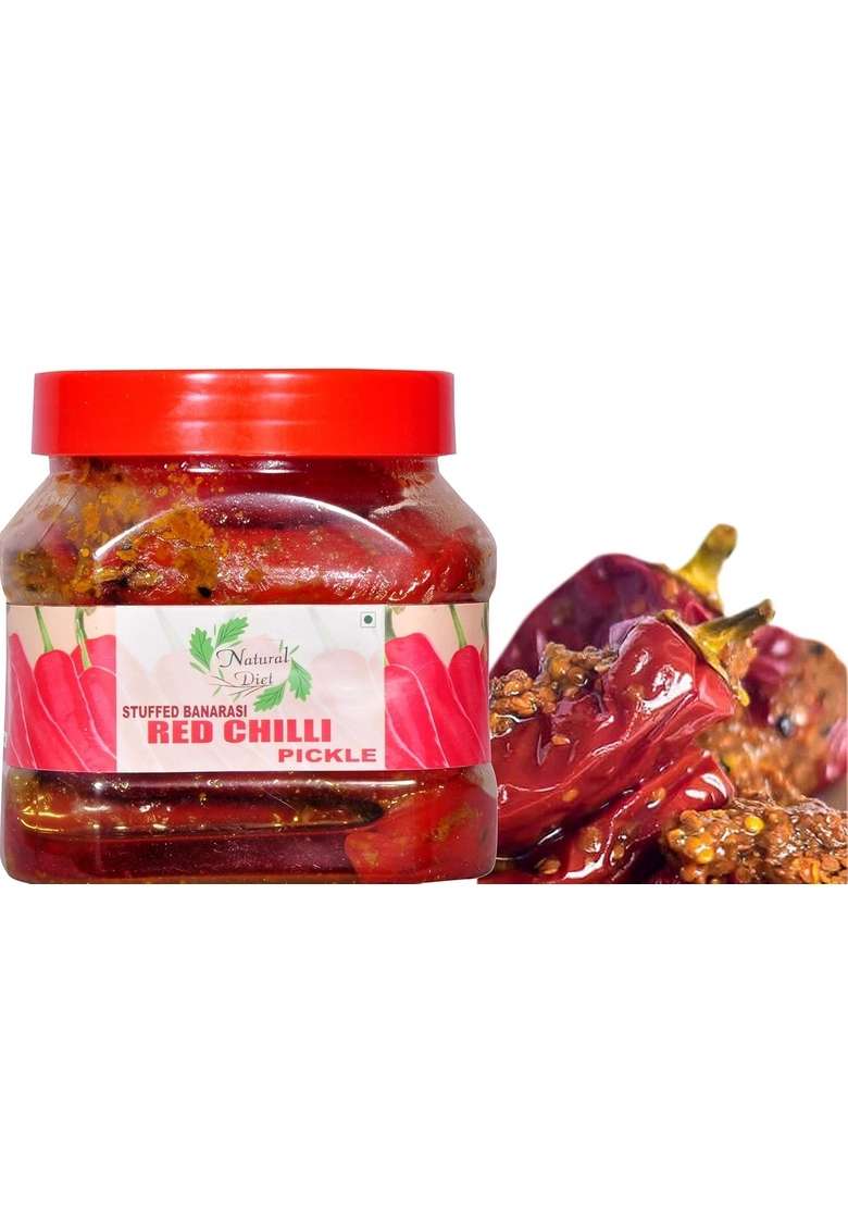 Natural Diet Home Made Stuffed Banarasi Red Chilli Pickli Real Taste Of Achar 400 Gram A Return To The And Ancient Food Our Race - Indya