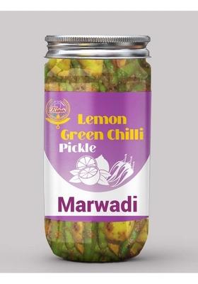 Kababi Marwadi Lemon Green Chilly Pickle Homemade Neembu Harimirch Aachar 400G Organic North Indian | Healthy Traditional Home Made Achaar