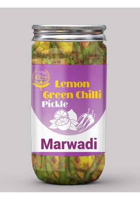 Kababi Marwadi Lemon Green Chilly Pickle Homemade Neembu Harimirch Aachar 400G Organic North Indian | Healthy Traditional Home Made Achaar