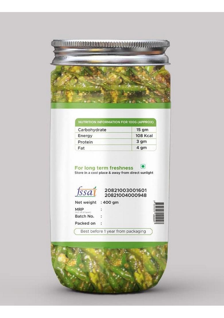 Kababi Punjabi Green Chilli Pickle Homemade Fresh Harimirch Ka Aachar 400G Mother’S Recipe | Organic North Indian Healthy Traditional Home Made Achaar