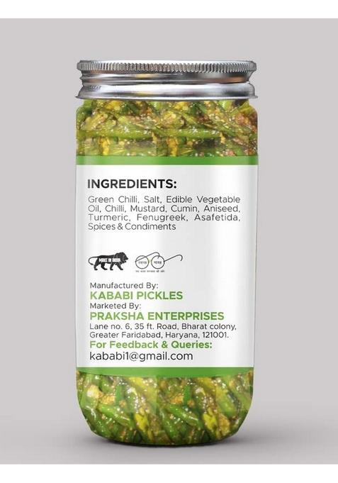 Kababi Punjabi Green Chilli Pickle Homemade Fresh Harimirch Ka Aachar 400G Mother’S Recipe | Organic North Indian Healthy Traditional Home Made Achaar