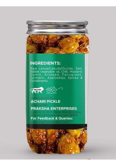 Achari Pickles Lasode Lesua Gunda Pickle Achar 400Gm Rajasthani Lasoda Fruit Ka Achaar Mother’S Recipe | Organic North Indian Traditional Home Made