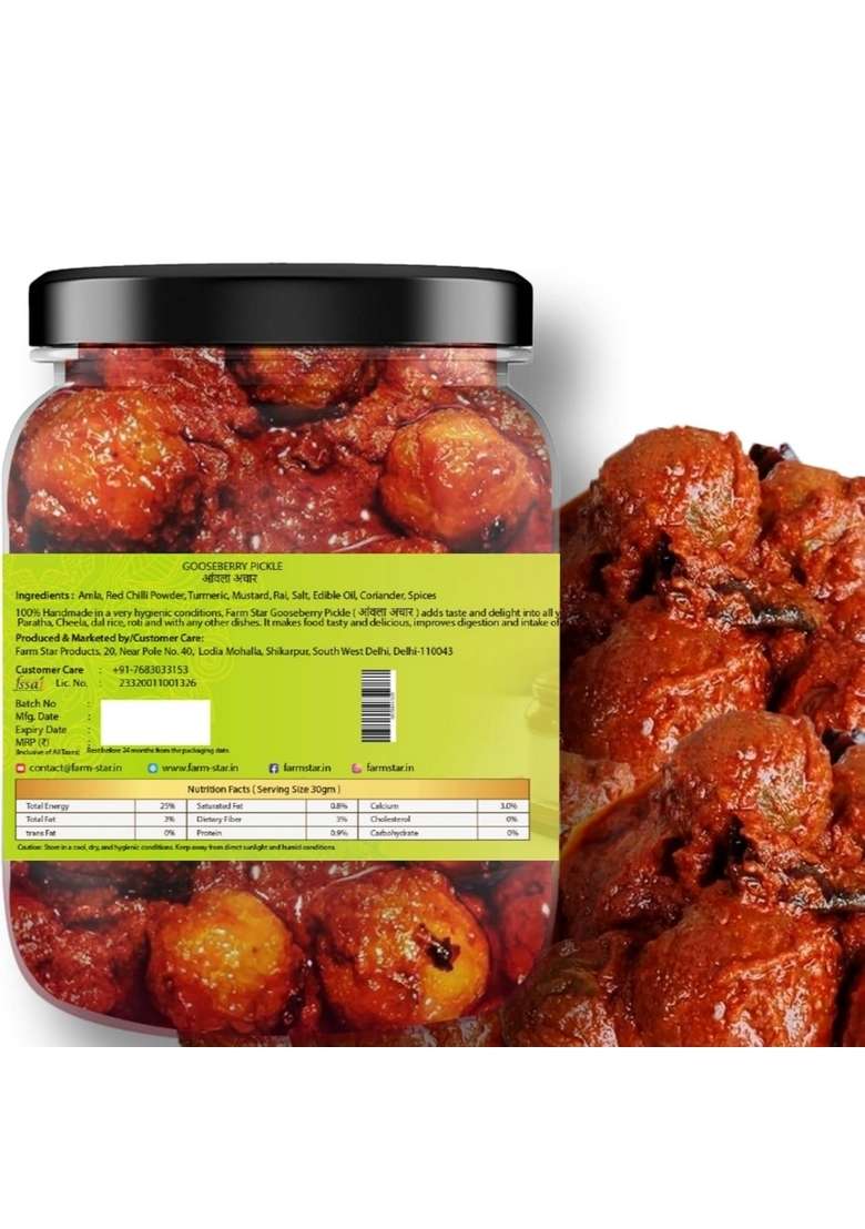 Farm Star 2 3 Kg Combo Pack 5 In 1 Hing Mango Pickle 500 Gm Amla Drumstick 400 Kathal 500Gm Baby Corn - Indya