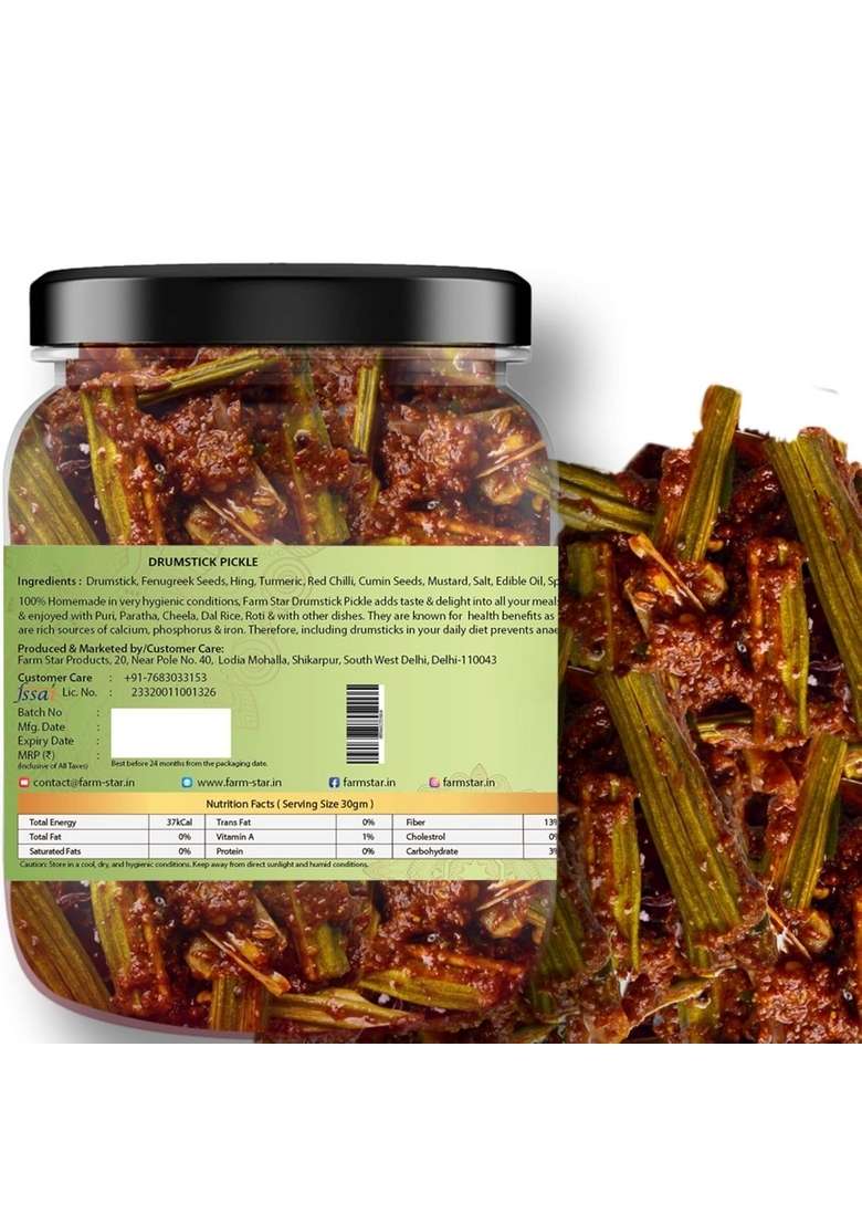 Farm Star 2 3 Kg Combo Pack 5 In 1 Hing Mango Pickle 500 Gm Amla Drumstick 400 Kathal 500Gm Baby Corn - Indya