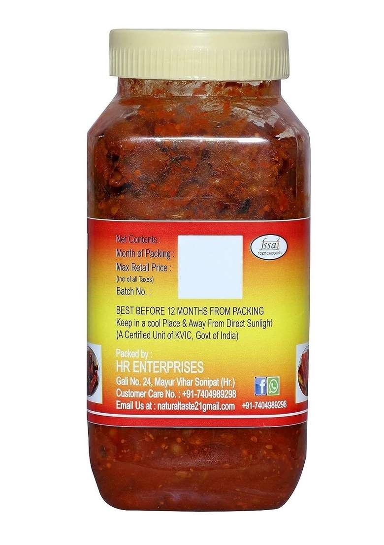 Natural Taste Homemade Tasty Spicy Carrot Pickle Gajar Ka Achar 400Gm - Indya
