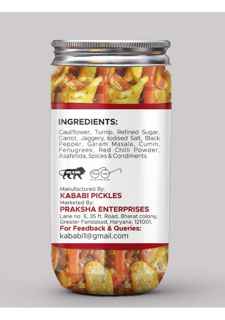 Kababi Lucknawi Gobhi Gajar Shalgam Pickle 400Grams Sweet Sour And Juicy Khatta Meetha Achar Mother’S Recipe | Organic North Indian Traditional Home Made Achaar