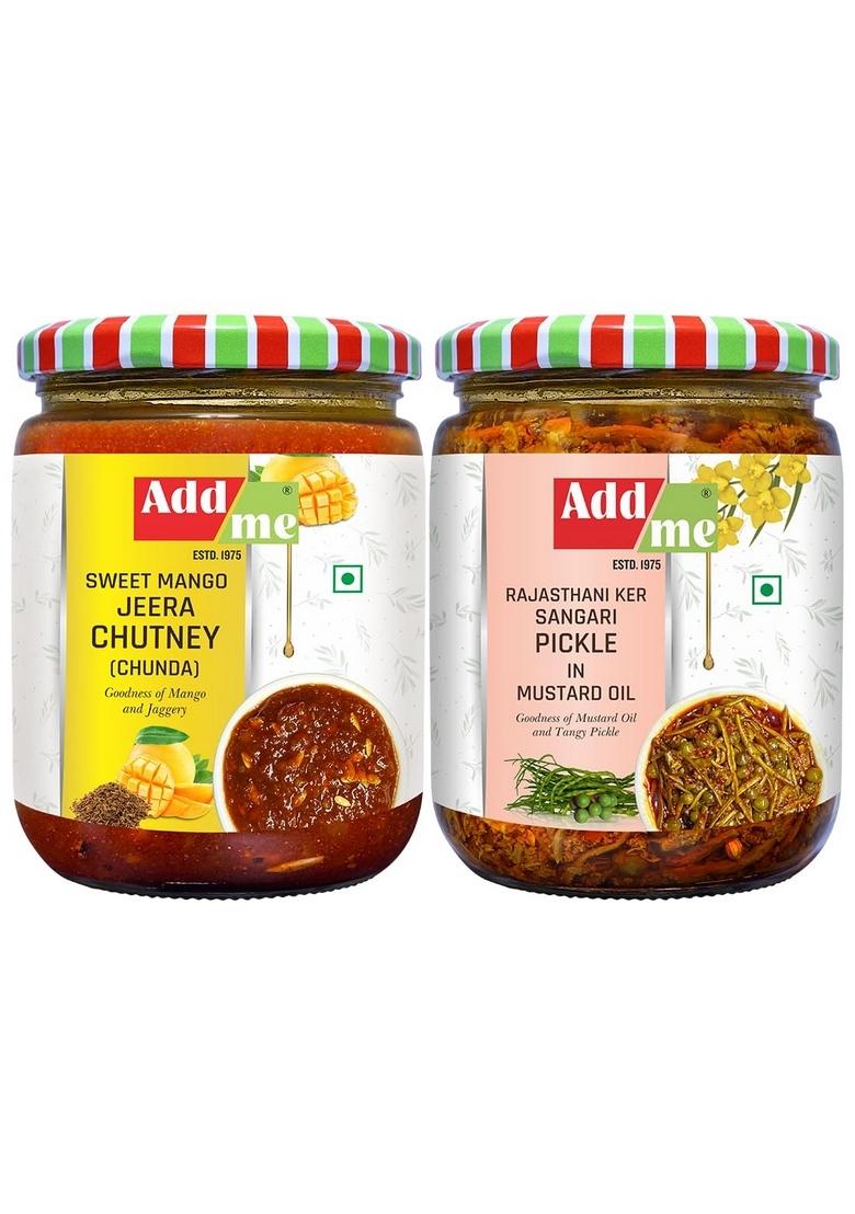 Add Me Tenti Kair Sangri Panchkuta Pickle 500G Sweet Gujrati Chunda Mango Chutney 600G Achar Without Oil Glass Pack Rajasthani Delicacy Ker Pickles Authentic Mixed Vegetable Spicy Tangy Flavor Jar Traditional Indian Gourmet Condimen