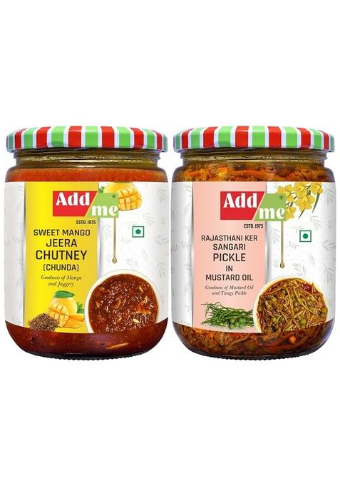 Add Me Tenti Kair Sangri Panchkuta Pickle 500G Sweet Gujrati Chunda Mango Chutney 600G Achar Without Oil Glass Pack Rajasthani Delicacy Ker Pickles Authentic Mixed Vegetable Spicy Tangy Flavor Jar Traditional Indian Gourmet Condimen
