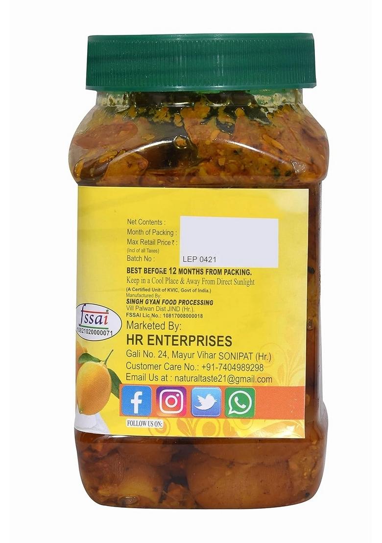 Natural Taste Organic Homemade Spicy Masala Punjabi Style Lemon Pickle Khatta Nimbu Real Of Punjab Pickles 400 Gm