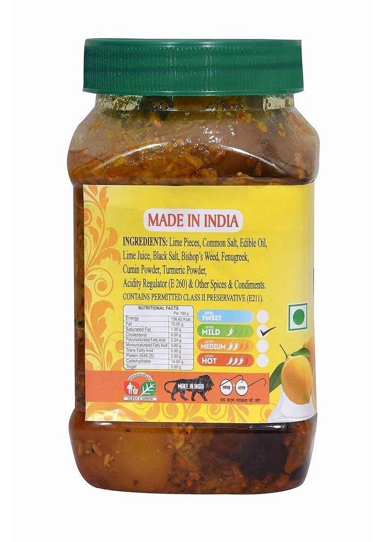 Natural Taste Organic Homemade Spicy Masala Punjabi Style Lemon Pickle Khatta Nimbu Real Of Punjab Pickles 400 Gm