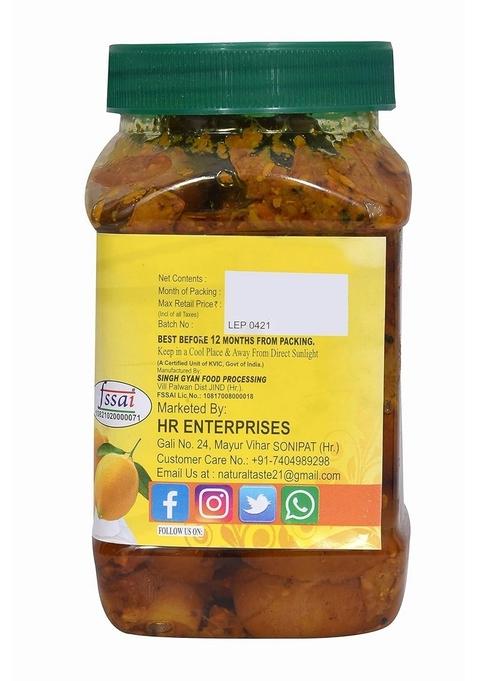 Natural Taste Organic Homemade Spicy Masala Punjabi Style Lemon Pickle Khatta Nimbu Real Of Punjab Pickles 400 Gm