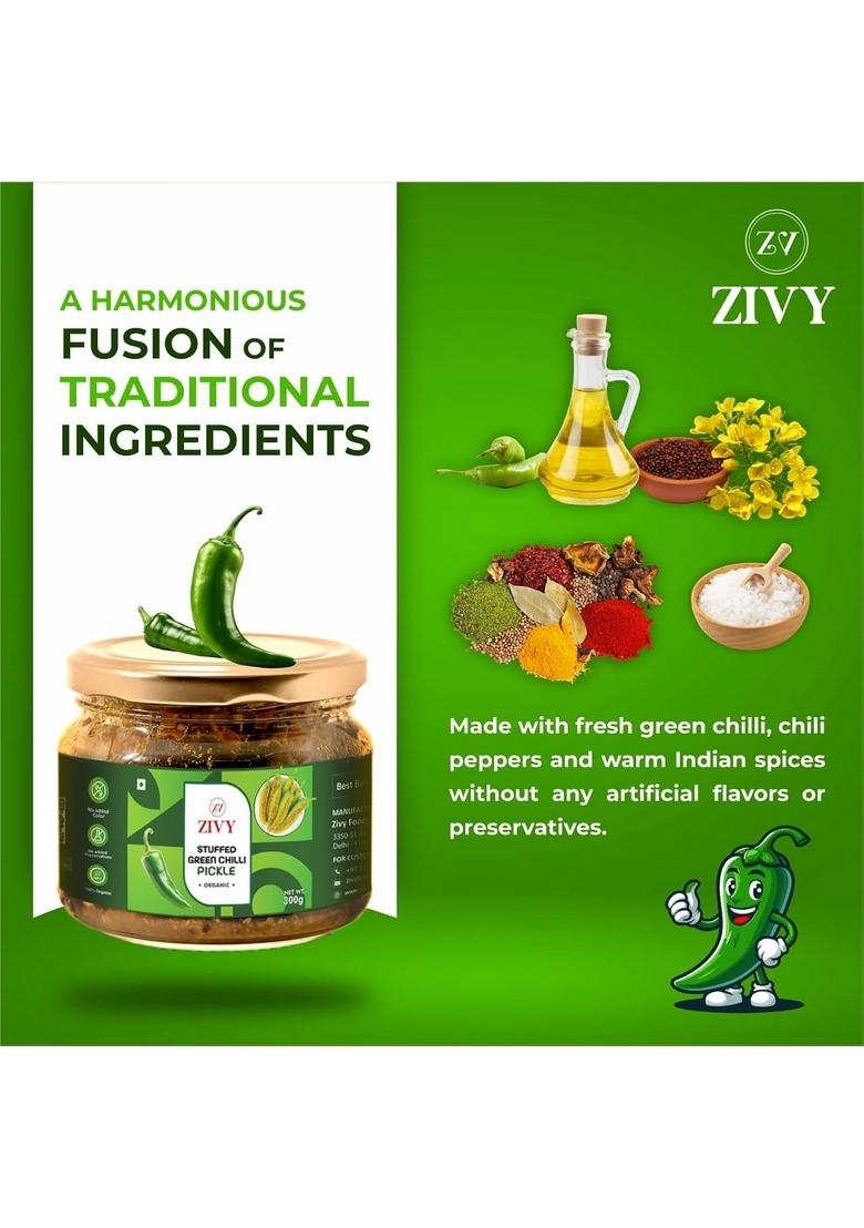 Zivy Homemade Spicy Red Chilli Pickle | Green Pickles Fresh No Preservatives Artificial Flavours Mirch Ka Achar 600Gm