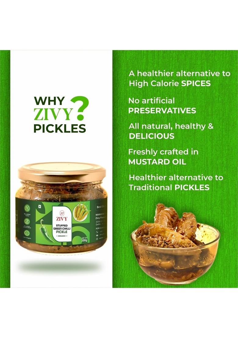 Zivy Homemade Spicy Red Chilli Pickle | Green Pickles Fresh No Preservatives Artificial Flavours Mirch Ka Achar 600Gm