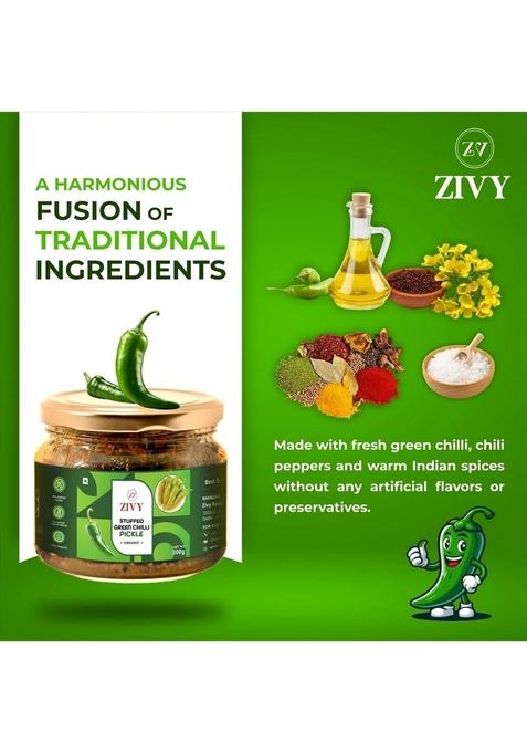 Zivy Homemade Spicy Red Chilli Pickle | Green Pickles Fresh No Preservatives Artificial Flavours Mirch Ka Achar 600Gm