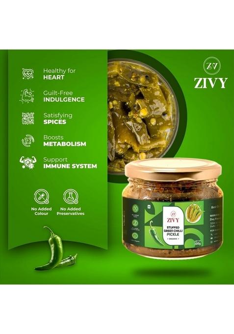 Zivy Homemade Spicy Red Chilli Pickle | Green Pickles Fresh No Preservatives Artificial Flavours Mirch Ka Achar 600Gm