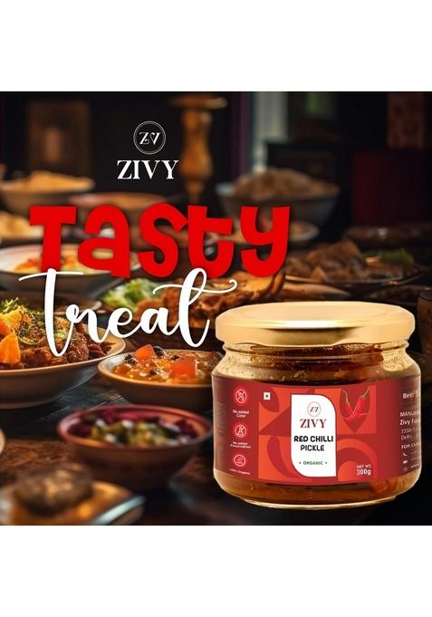 Zivy Homemade Spicy Red Chilli Pickle | Green Pickles Fresh No Preservatives Artificial Flavours Mirch Ka Achar 600Gm