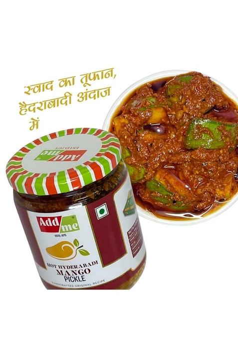 Add Me Homemade Green Stuffed Chilli Pickle 500Gm Hot Mango With Garlic Ginger Masala Glass Pack Of 2