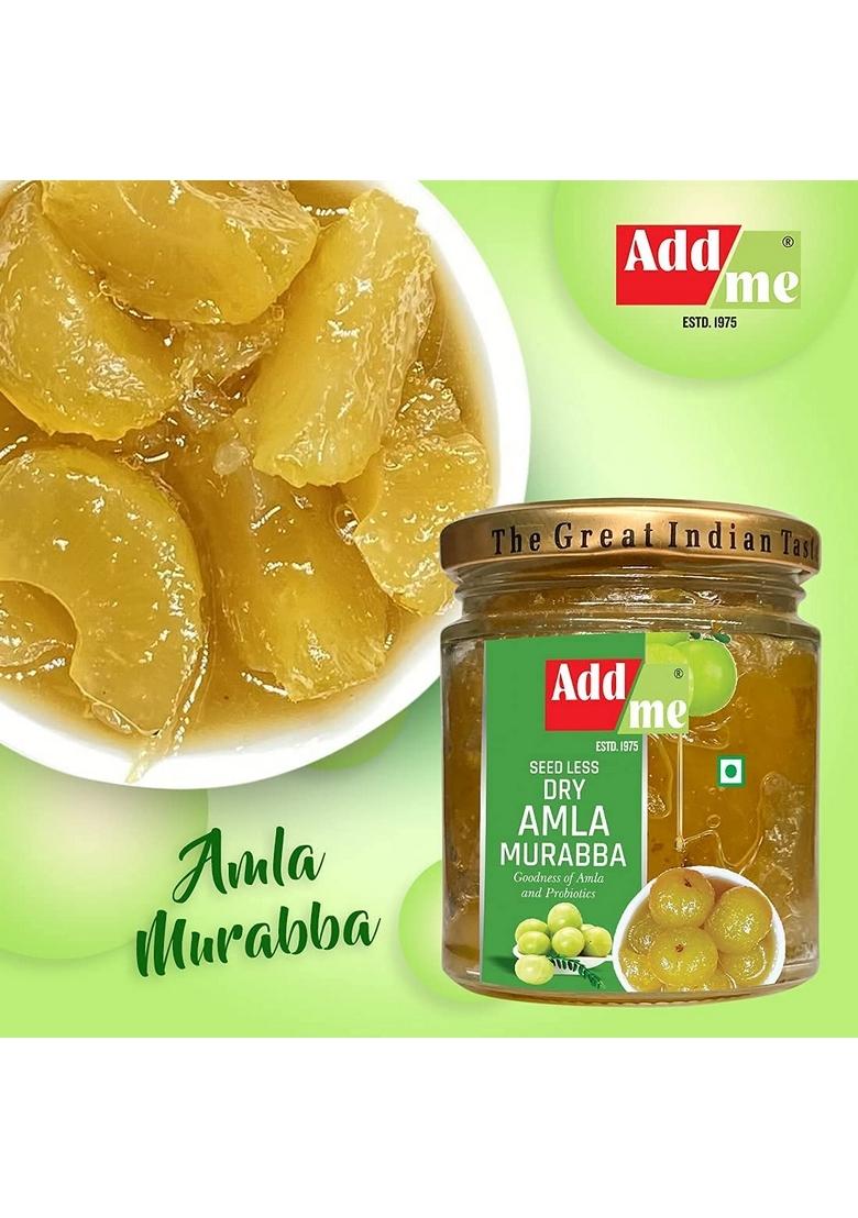 Add Me Seed Less Dry Amla Murabba Without Syrup Immunity Boosters Red Stuffed Pickle Bharwa Lal Mirch 200Gm Combo Gift Pack Glass Jar