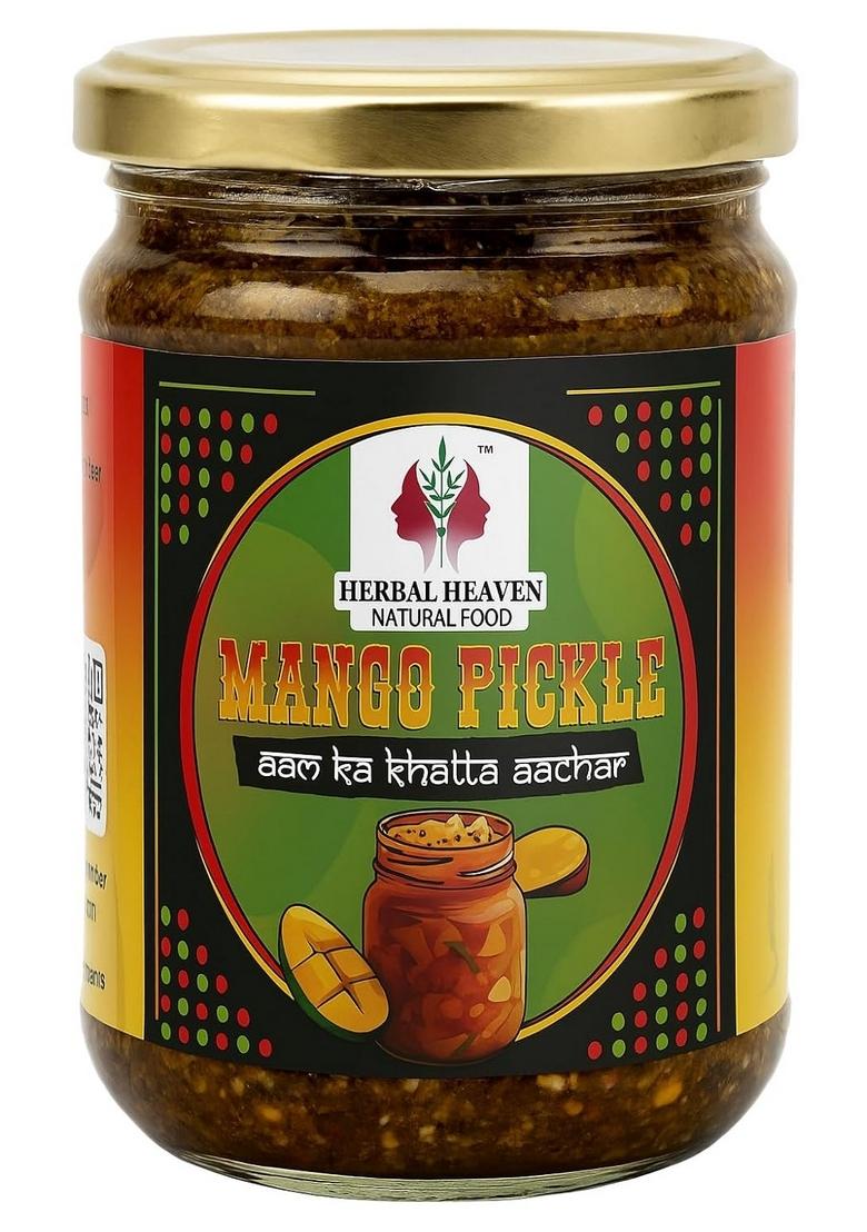 Herbal Heaven Natural Food Mango Pickle | Traditional Indian Achar Made With Raw Authentic Spices Tangy Zesty Spicy Homemade Flavor 100 No Preservatives Classic