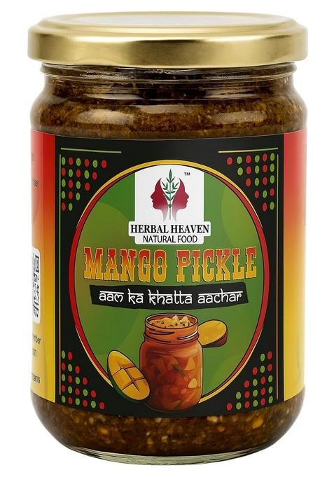 Herbal Heaven Natural Food Mango Pickle | Traditional Indian Achar Made With Raw Authentic Spices Tangy Zesty Spicy Homemade Flavor 100 No Preservatives Classic