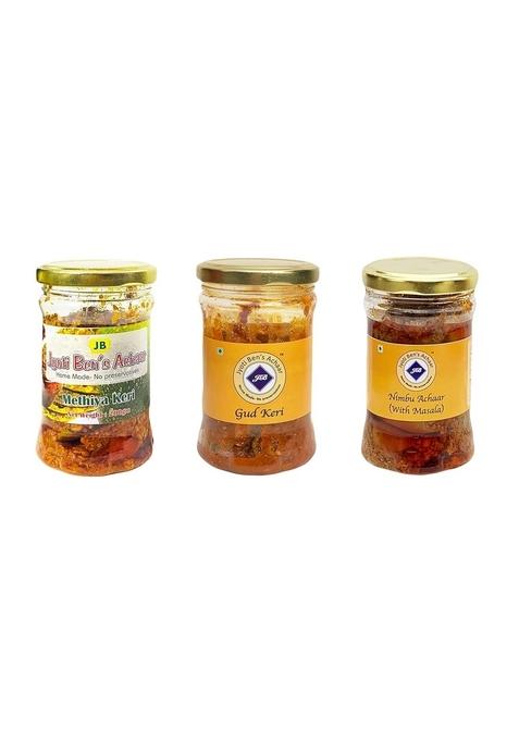 Jyoti Ben'S Acchar Combo Pack Of Methiya Keri Gud And Masala Nimboo Pickle 1 Count