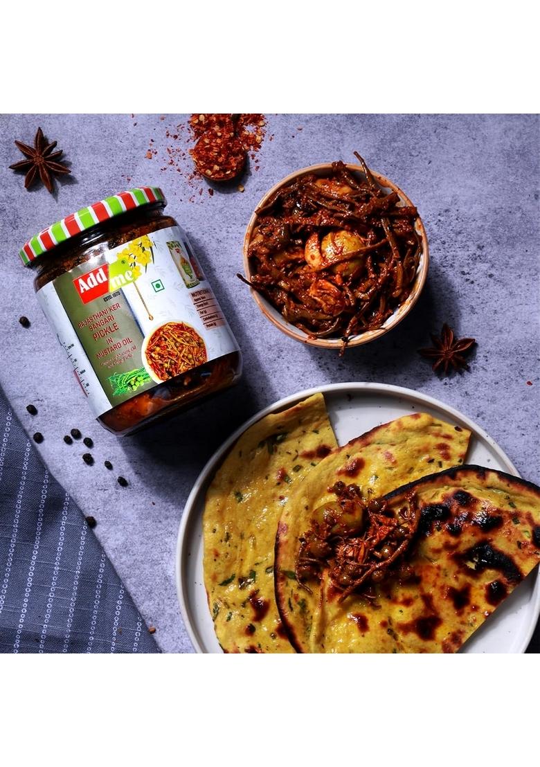 Add Me Dry Mango Pickle Rajasthani Ker Sangari 500 Gm Each |Pack Of 02| Aam Ka Achar Glass Jar