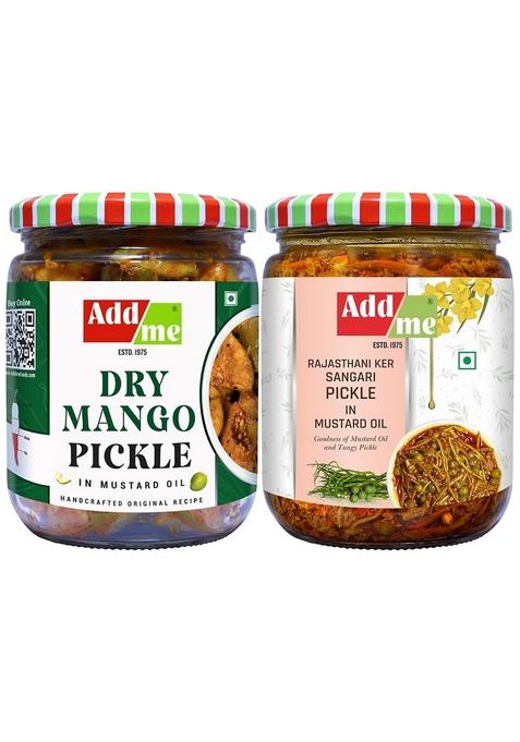 Add Me Dry Mango Pickle Rajasthani Ker Sangari 500 Gm Each |Pack Of 02| Aam Ka Achar Glass Jar
