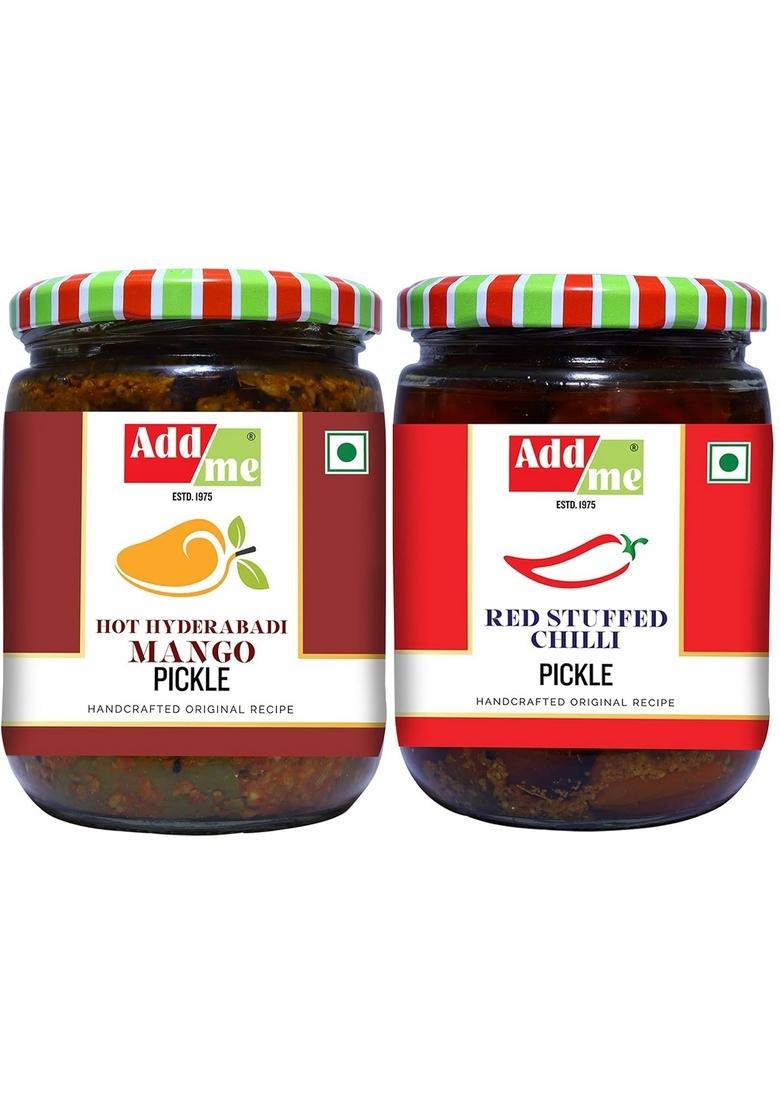 Add Me Mango Pickle In Garlic Ginger Masala 500G Red Stuffed Chilli Lal Mirch Achar 500Gm Pickles Glass Jar