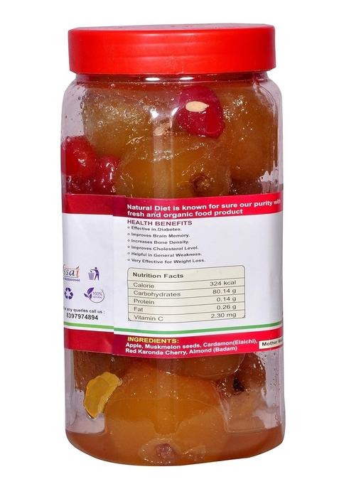 Natural Diet Organic Mother Made Sweet Kashmari Apple Murabba Small Pieces With Almond 1Kg We Serve You Eat No Artificial Colors Flavors