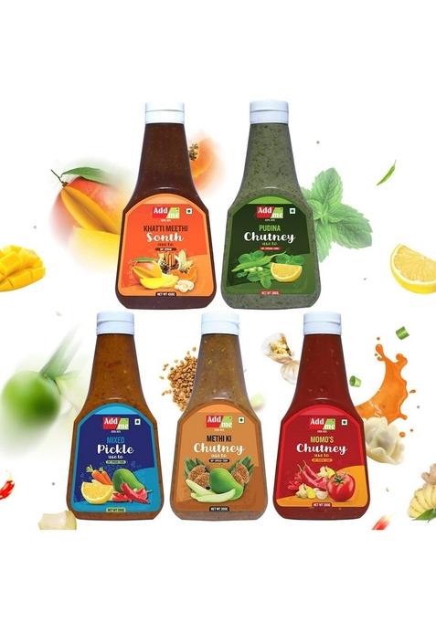 Add Me Homemade Chutney Khatti Meethi 450Gm Pudina 390Gm Momo'S Mango Methi Dana Mixed Pickle