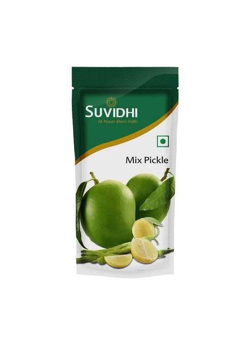 Suvidhi Mix Pickle 200Gm Pack Of 4 | Home Made Recipe Mango Chilli Lemon Achar Tangy Spicy Gingery Aftertaste Sun Dried No Artificial Preservatives Colors Spices