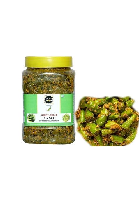 Daily Food Homemade Organic Natural Rai Green Chili Pickle Hari Mirch Ka Achar 800Gm