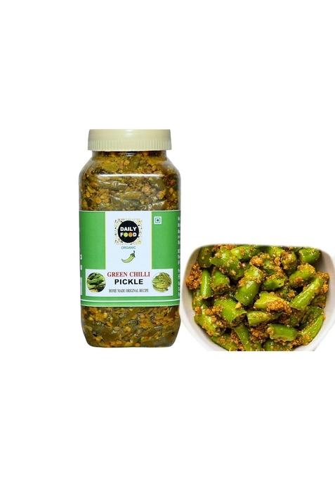 Daily Food Organic Home Made Hand Herbal Masala Green Chili Pickle Hari Mirch Ka Achar 800 Gram