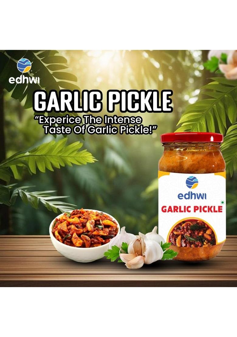 Edhwi Garlic Pickle 400G | Spicy And Flavorful Authentic Indian Recipe 400 Gram